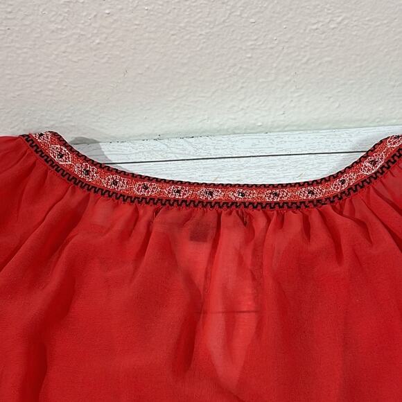 Sanctuary Burnt Orange Sheer Long  Sleeve Shirt Size  Medium - Picture 14 of 15